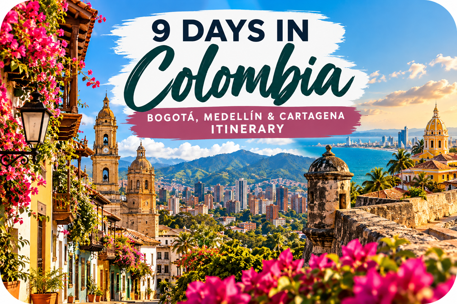 9 Days in Colombia: Bogotá, Medellín & Cartagena Itinerary Featured image for a 9-day Colombia itinerary featuring Bogotá, Medellín, and Cartagena.