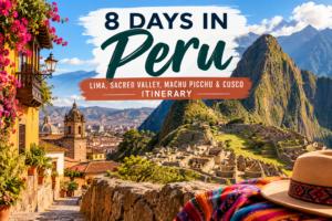 Featured image for an 8-day Peru itinerary featuring Machu Picchu, Cusco, the Sacred Valley, and the Andes.